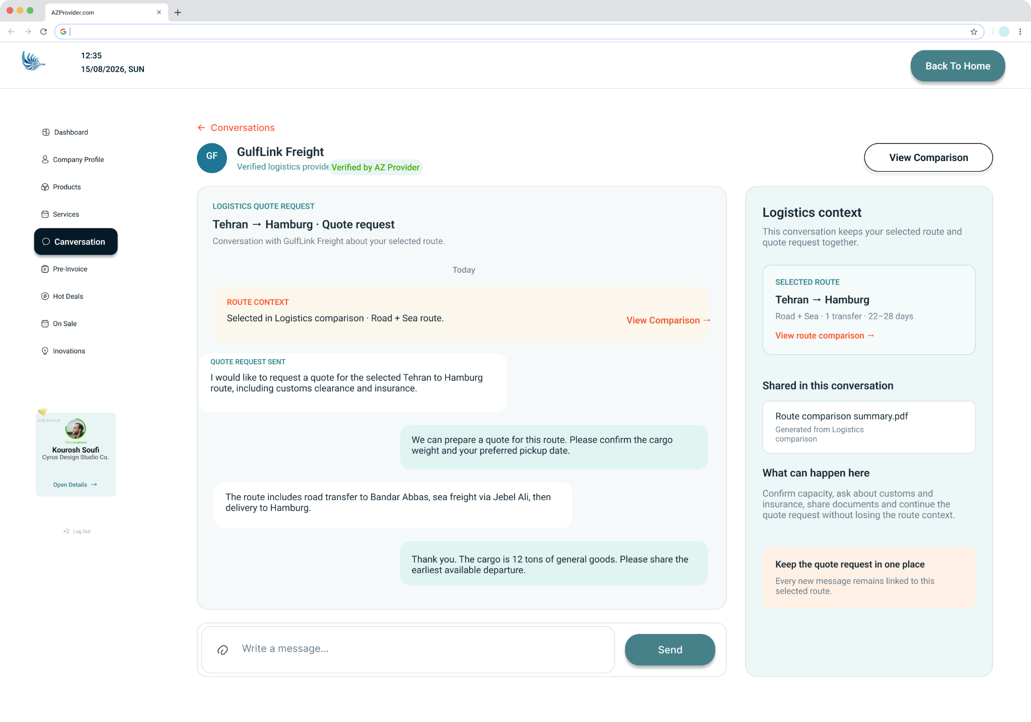 Logistics quote request · GulfLink Freight