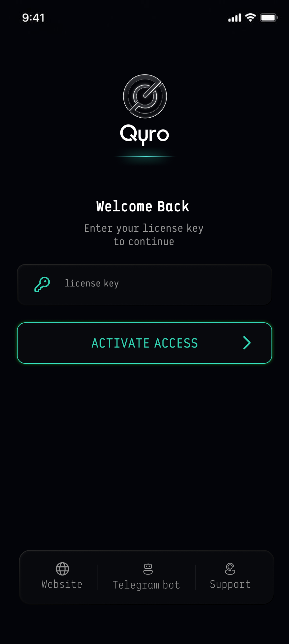 Qyro License-key activation
