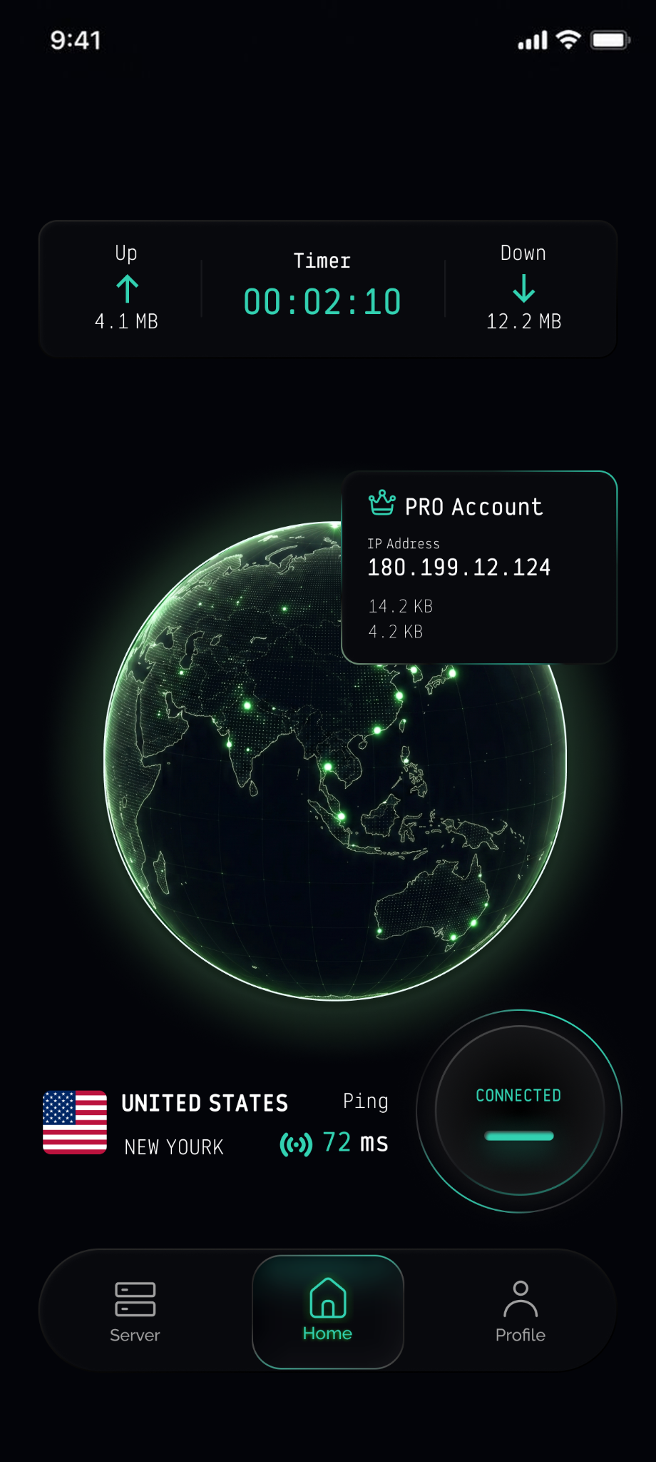 Qyro Connected · centered globe